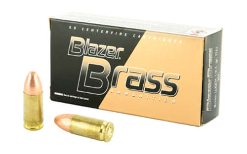 Ammunition Blazer Ammunition Blazer Brass 9mm BLAZER BRASS 9MM 124GR FMJ 50/1000 • Model: Blazer Brass